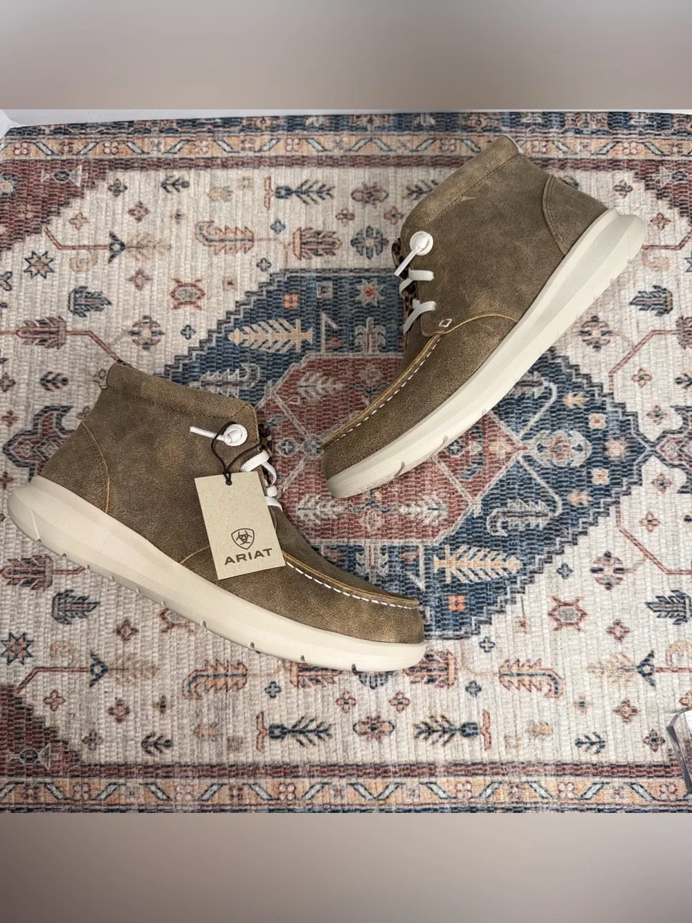Ariat Taupe Brown Suede Men's Chukka with Leopard Lining